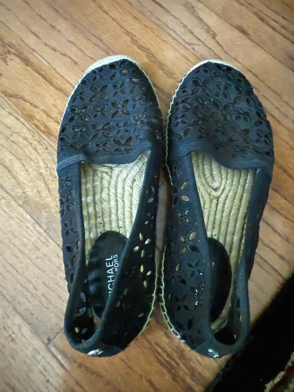Michael Kors Black Eyelet Espadrille Flats